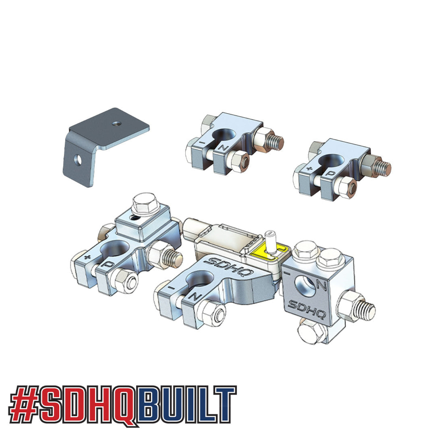 2023-2025 Ford F250/F350 Billet Dual Battery Terminal Upgrade Kit design