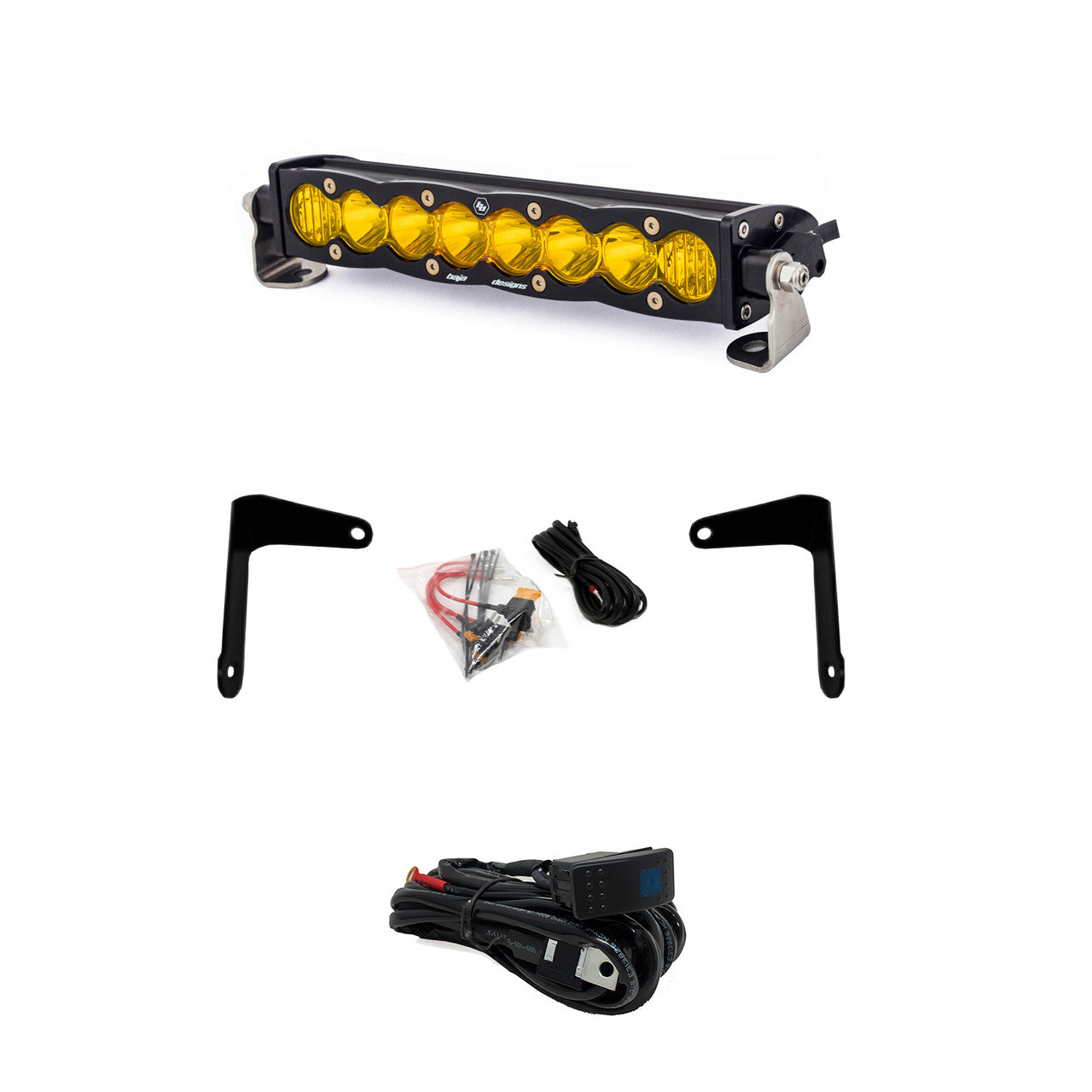 '17-24 Can-Am Maverick X3 S8 10 Inch Shock Mount Light Bar Kit Display of Included Parts 