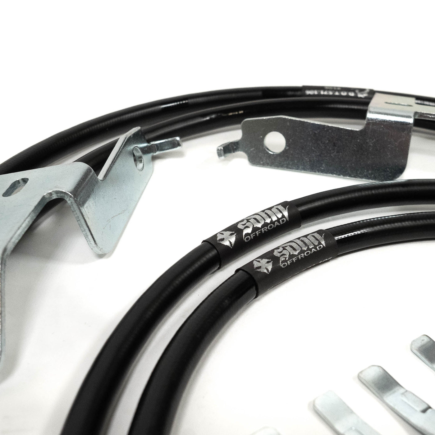 '21-24 Ford Bronco SDHQ Brake Line Kit display of included parts and hardware 