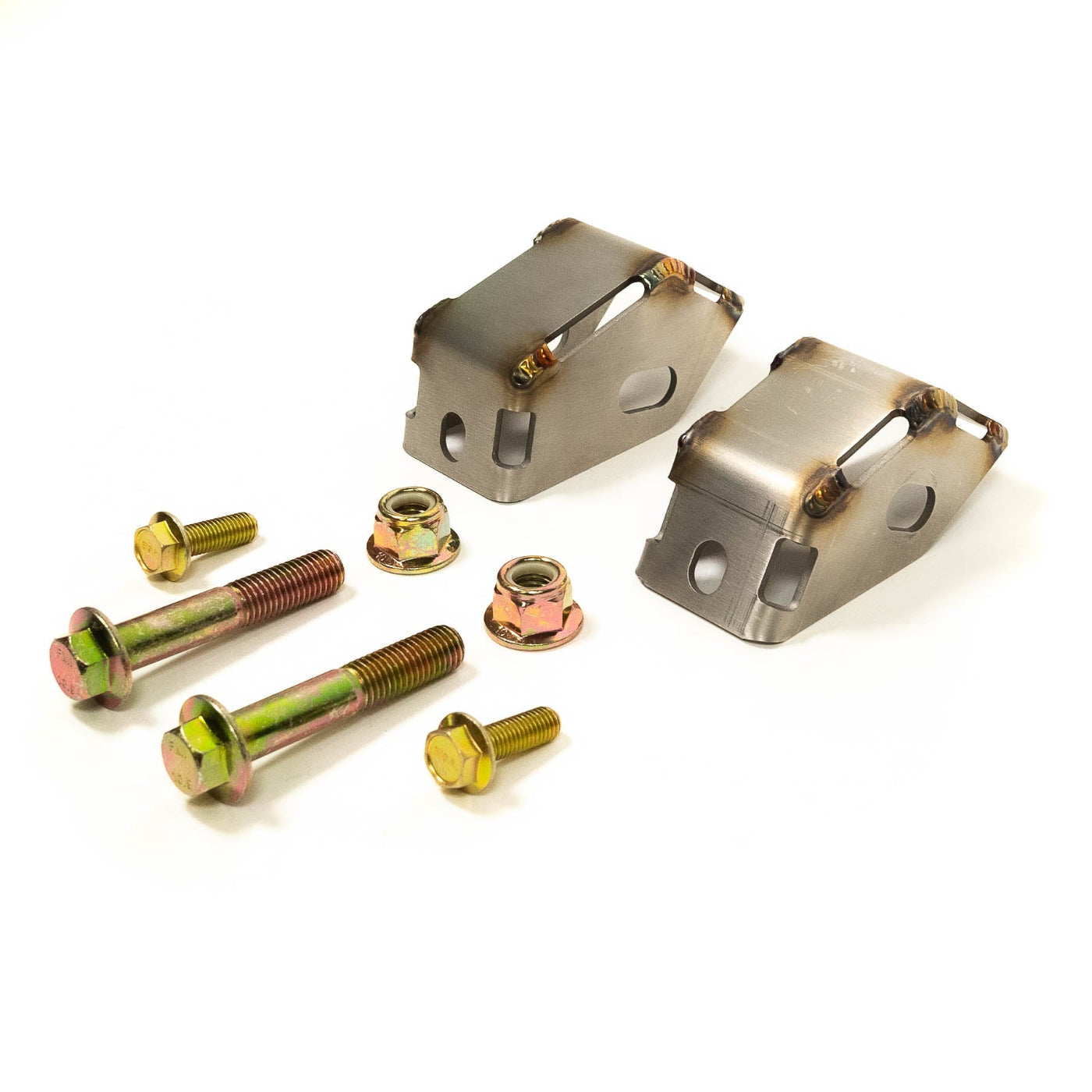 '17-25 Ford Super Duty SDHQ Built Rear Shock Guards display of included parts and hardware 