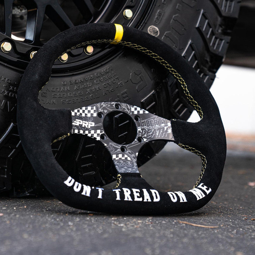 PRP Don’t Tread on Me Comp-R Suede Steering Wheel (D-Shaped) Front View