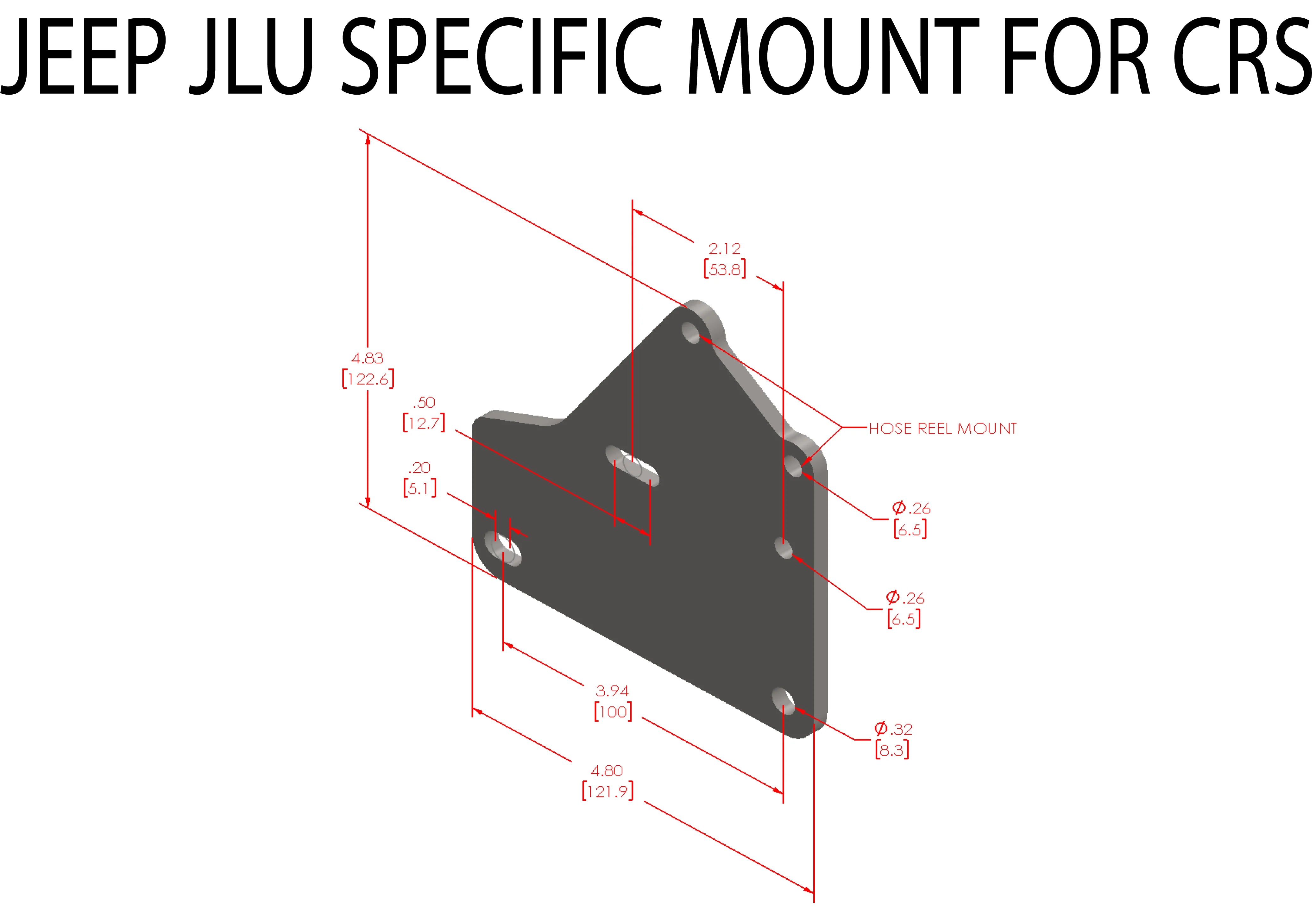 Apex Designs JLU ROLL CAGE/UNIVERSAL VERTICAL MOUNTING BRACKET- Model of Measurements