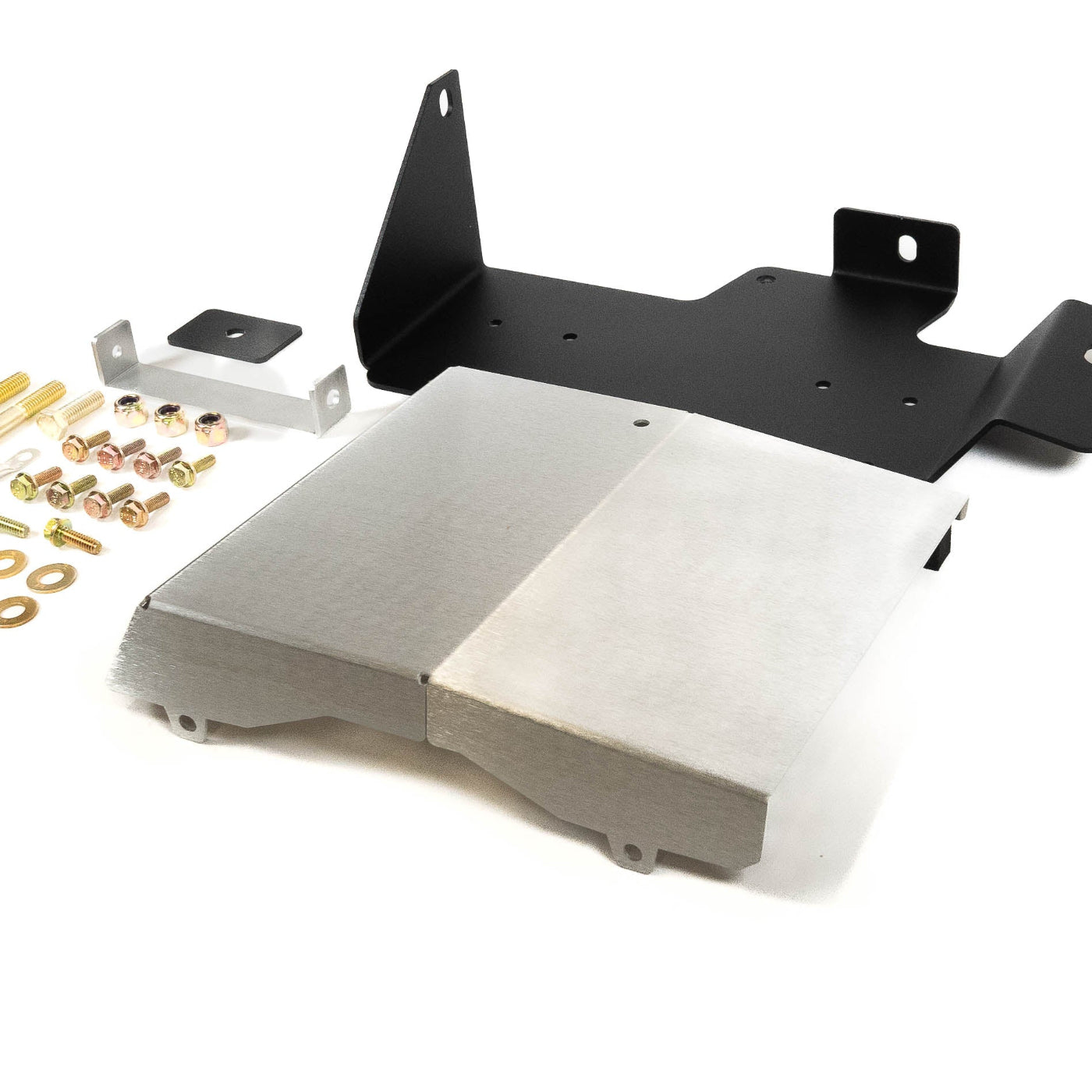 SDHQ Built 2024 LC250 ARB Twin Air Compressor Mount display of included parts and hardware 