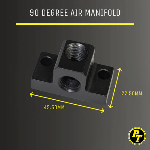 90 Degree Air Manifold with mounting holes - 1/4 FNPT Female threads