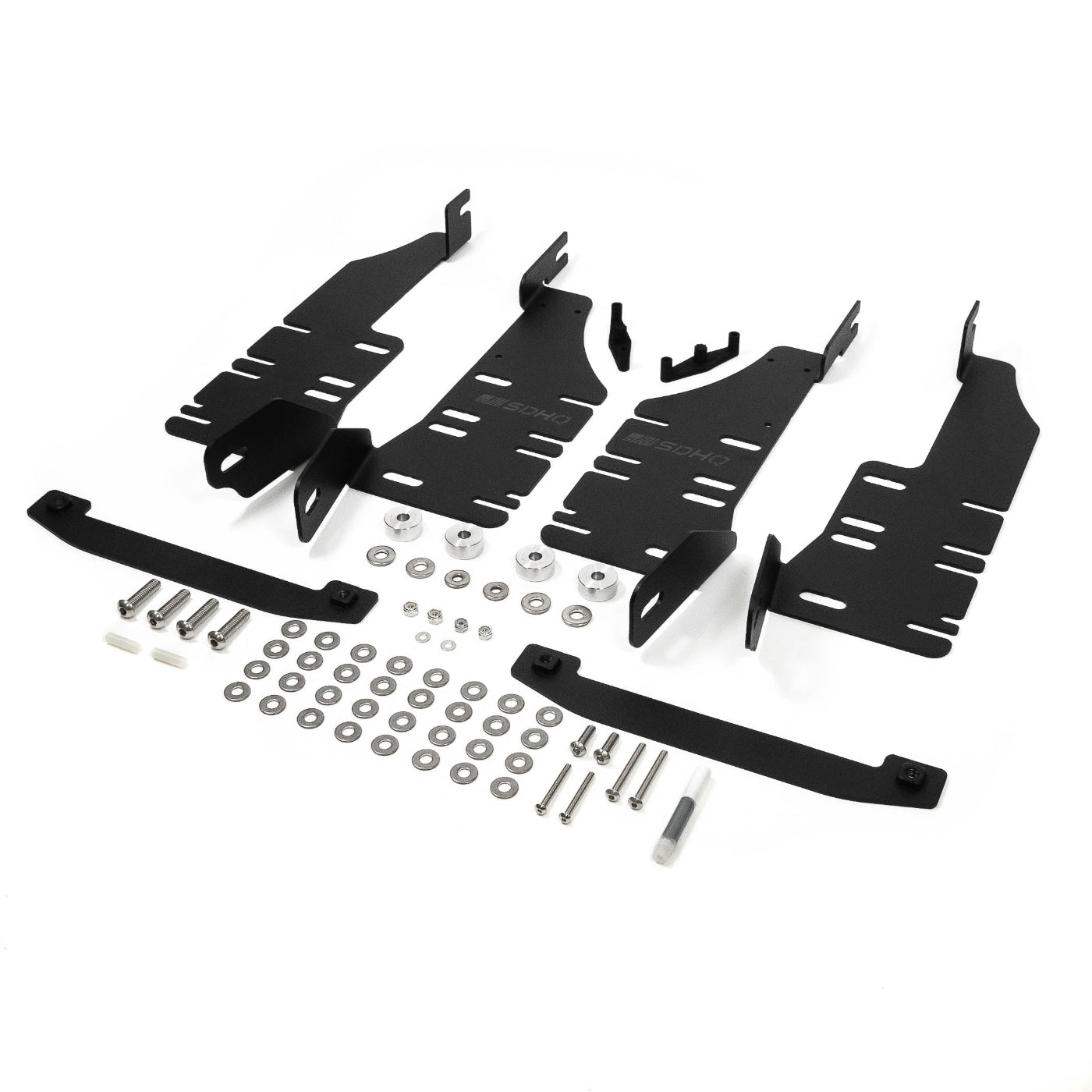 21-24 Ram 1500 TRX SDHQ Built Behind the Grille LED Light Bar Mount display of included parts and hardware 
