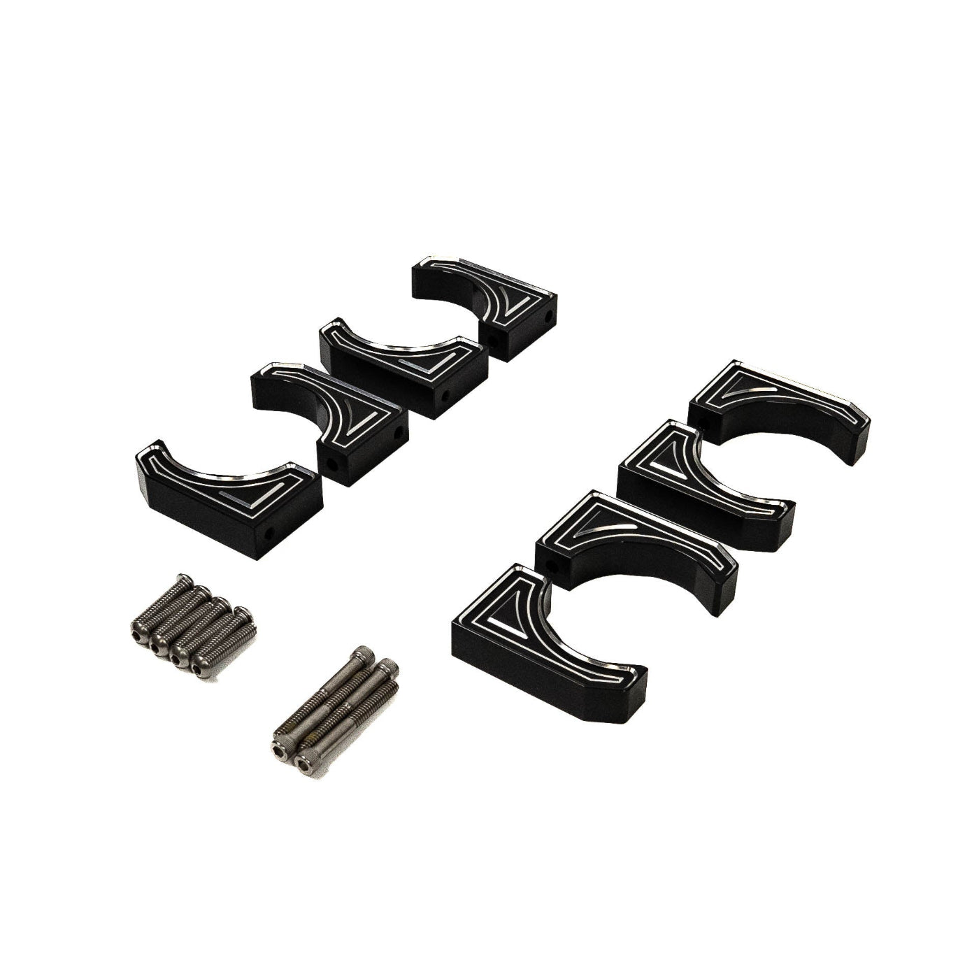 SDHQ Built '14-25 Ram 2500/3500 Billet Reservoir Mounting Kit display of included parts and hardware 