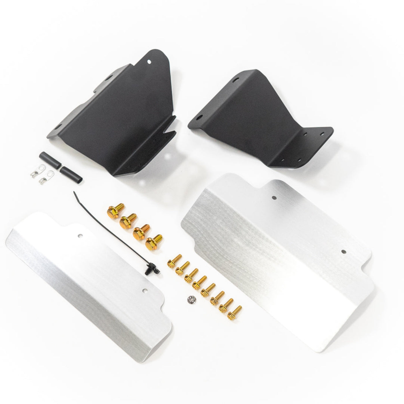 '24 Ford Ranger/Ranger Raptor Air Compressor Mount display of included parts and hardware