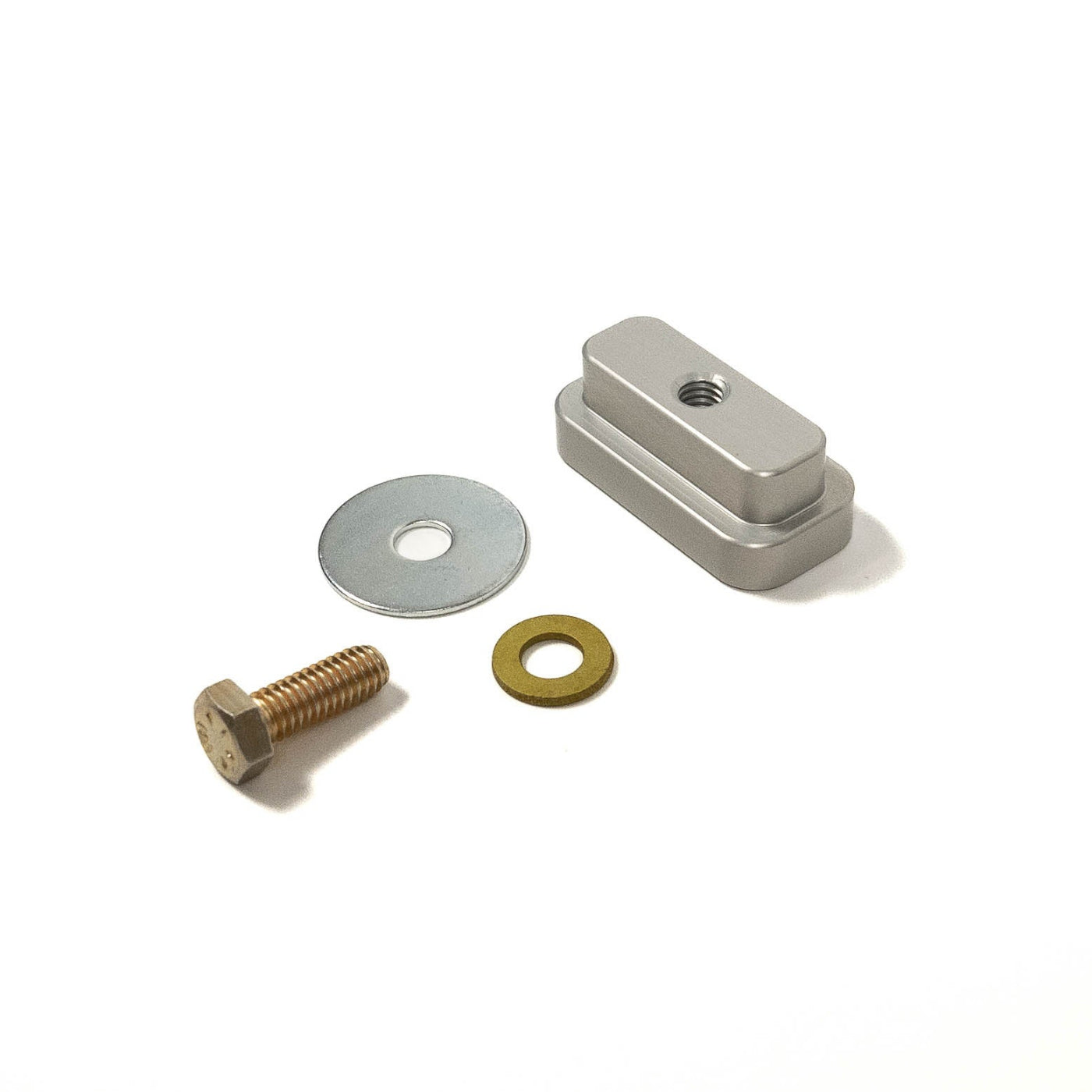 SDHQ Built Billet Bed Rail Accessory Adapter Kit display of included parts and hardware 