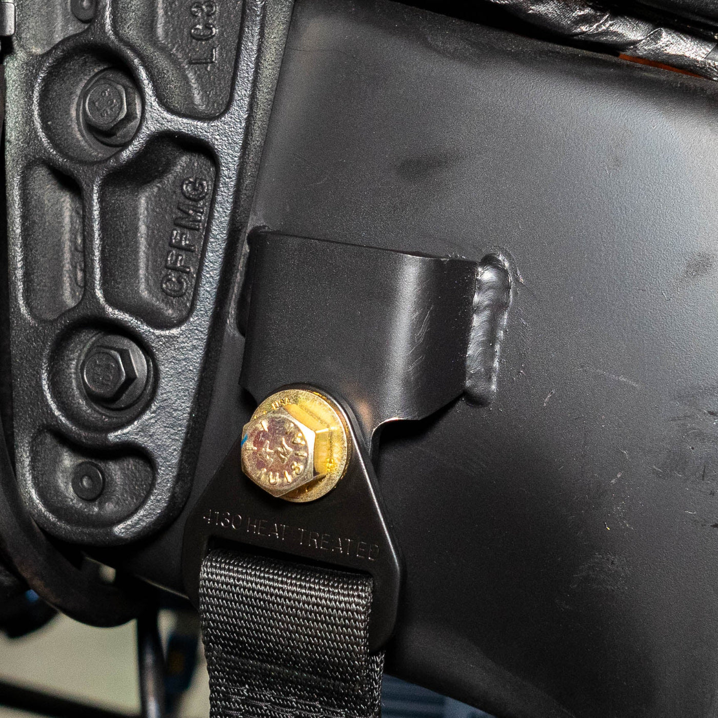 SDHQ Built Fabricated Weld-on Straight Limit Strap Tab installed 