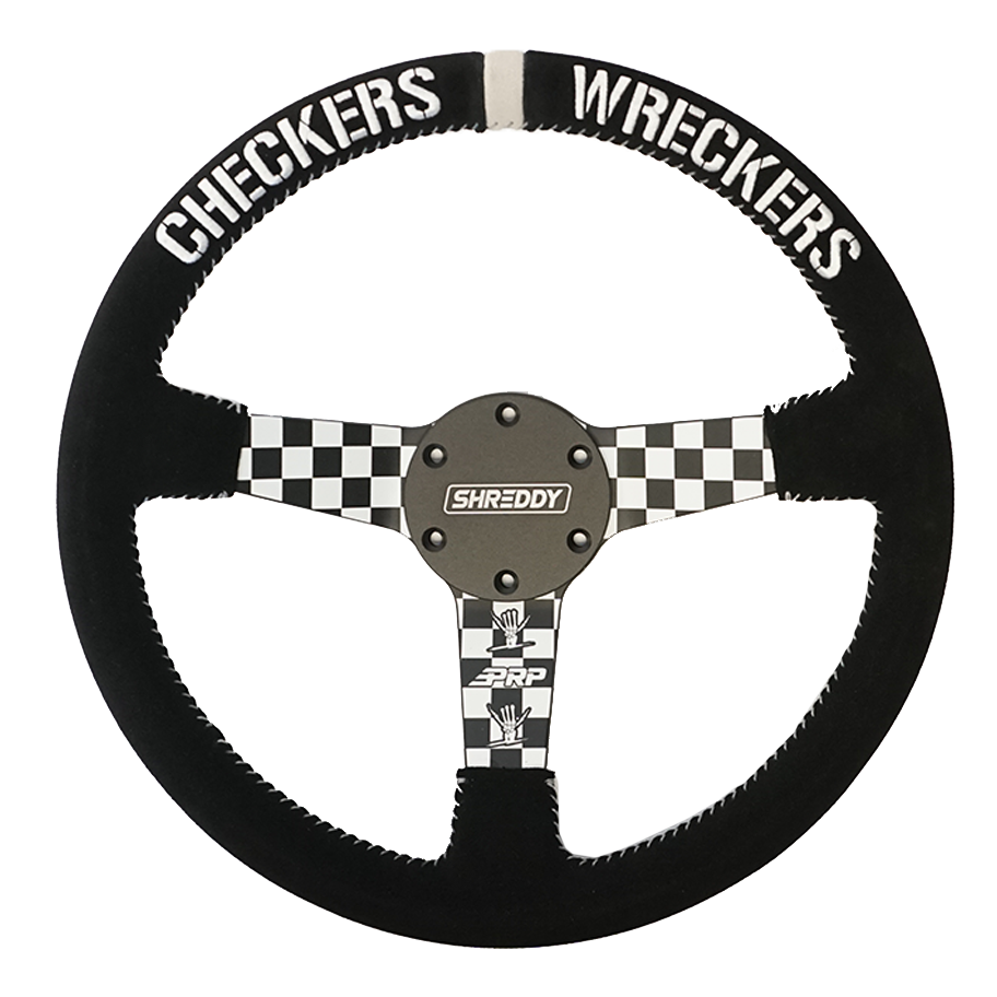 PRP X Shreddy Checkered Steering Wheel, Deep Dish Front View