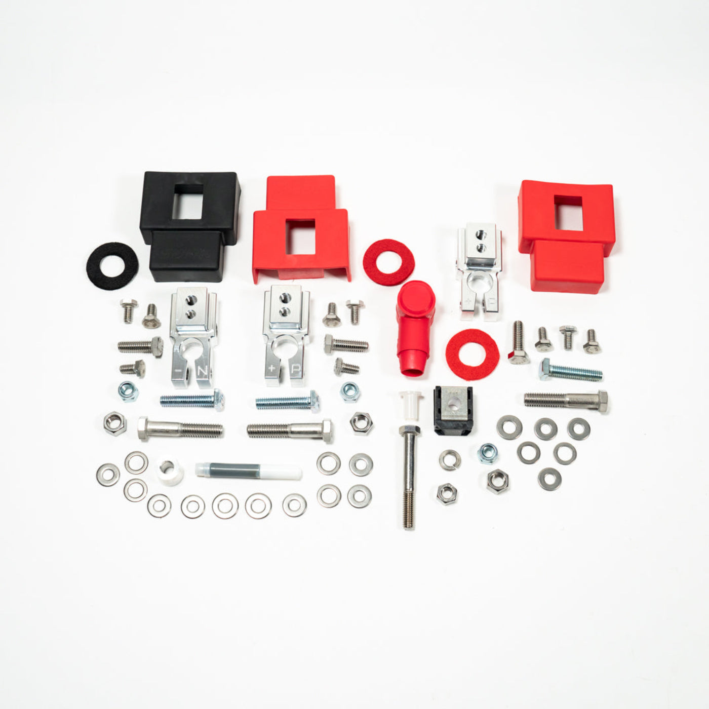 2023-2025 Toyota Sequoia SDHQ Built Under Hood Power Solution Kit display of included parts and hardware 