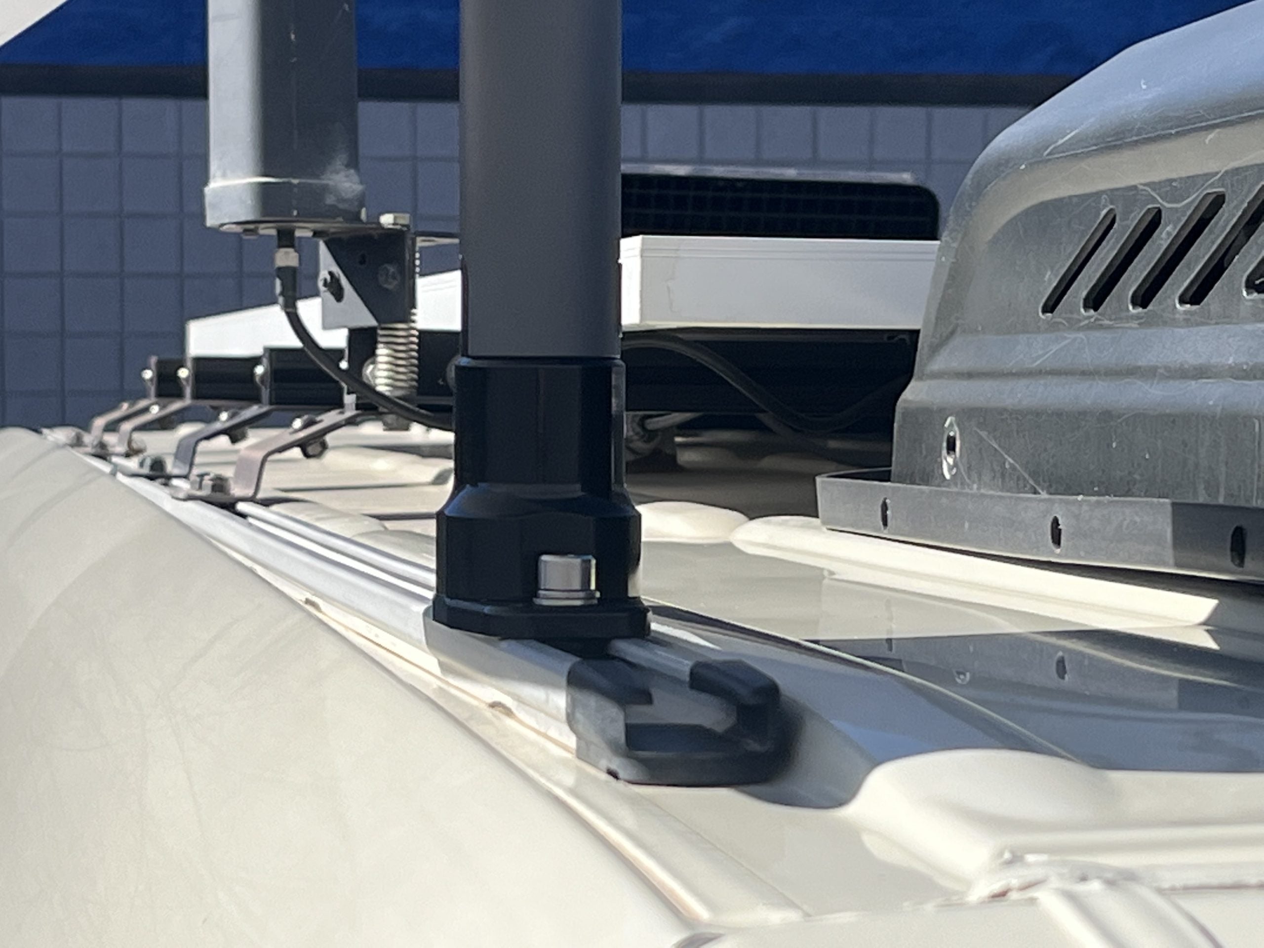 Starlink Sprinter Van Roof Rail Mount – T Slot Nuts Front View