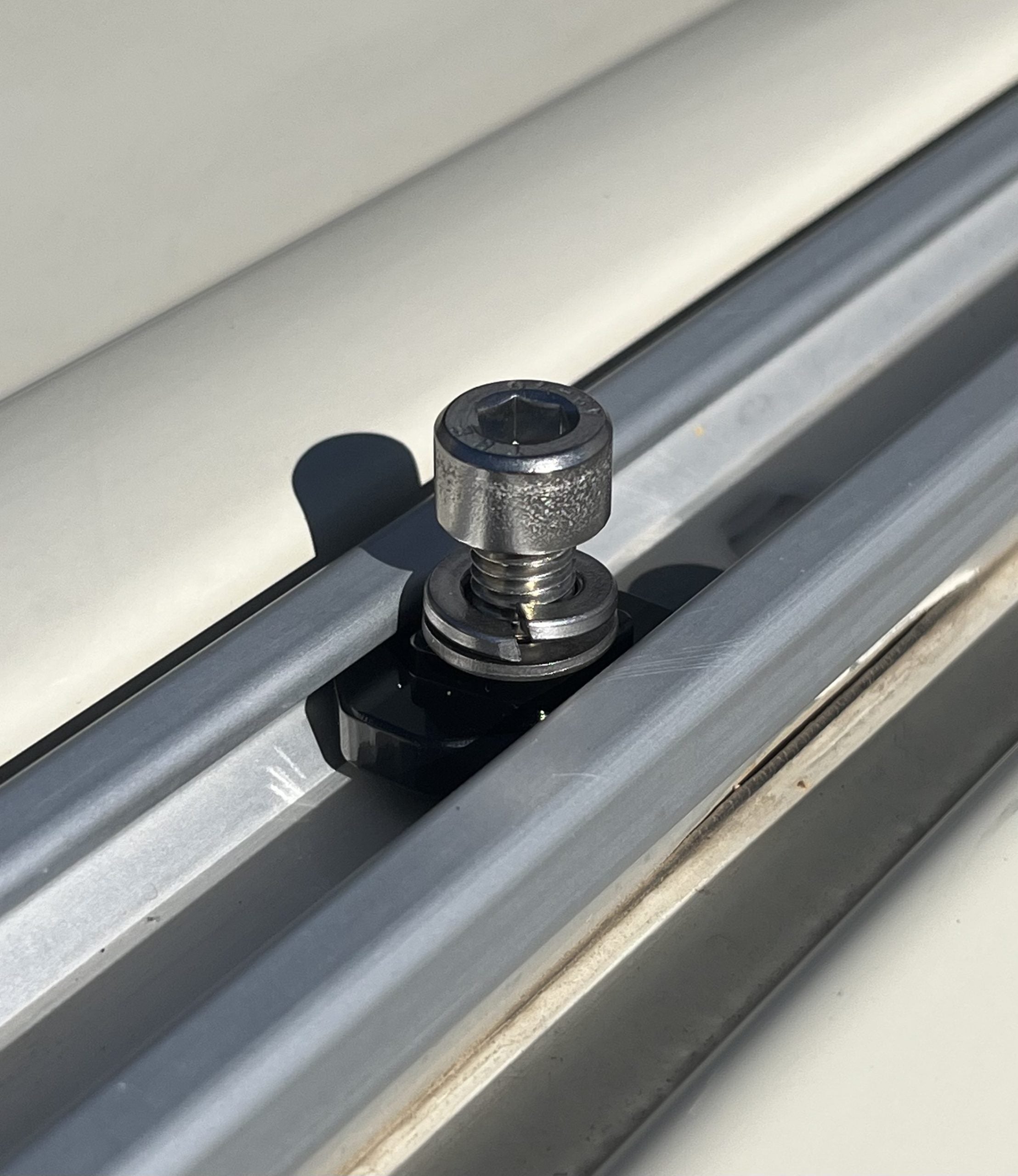 Starlink Sprinter Van Roof Rail Mount – T Slot Nuts Front View