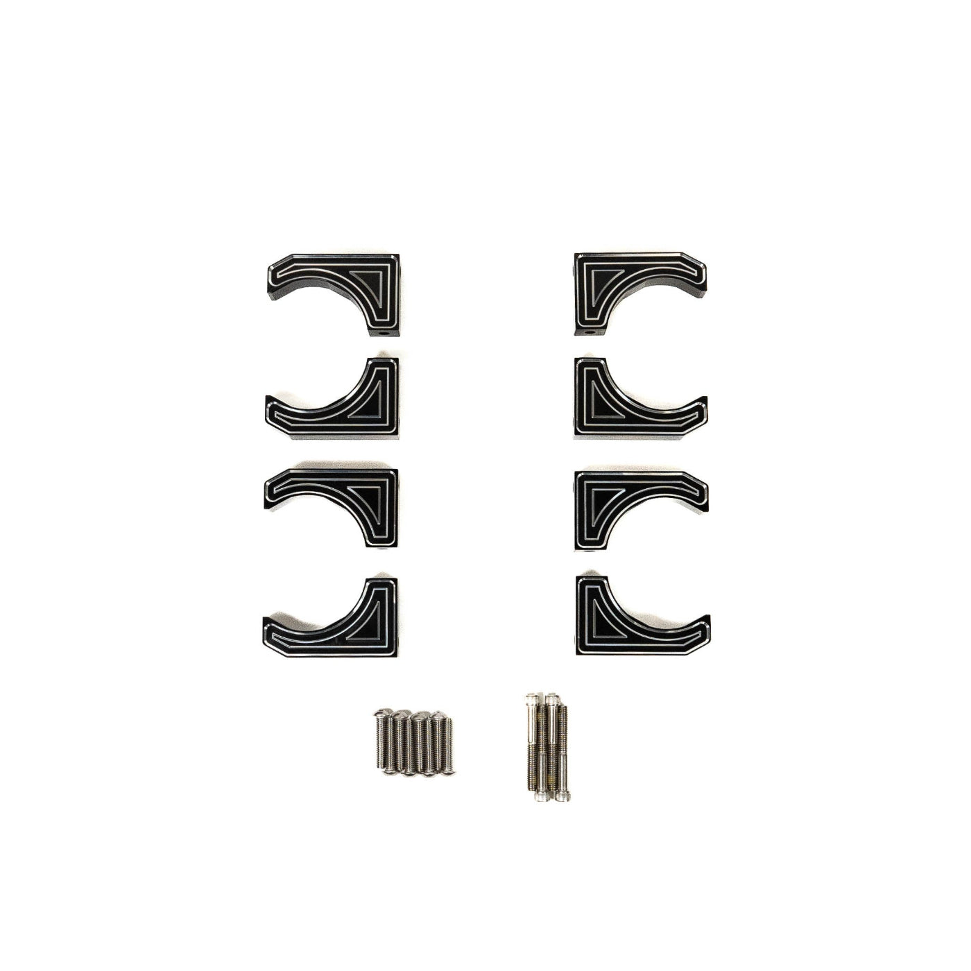 SDHQ Built 2023-2025 Ford Super Duty Front Billet Reservoir Mounts display of included mounts 