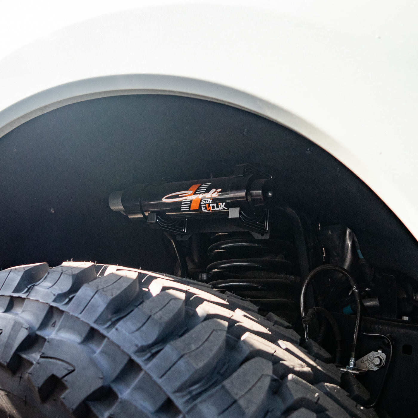 SDHQ Built 2023-2025 Ford Super Duty Front Billet Reservoir Mounts installed 