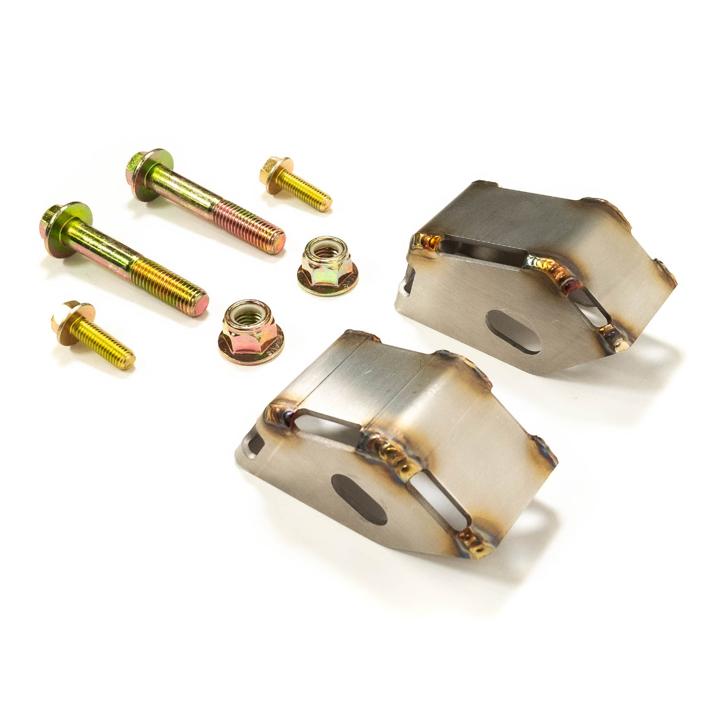 '17-25 Ford Super Duty SDHQ Built Rear Shock Guards display of included parts and hardware 