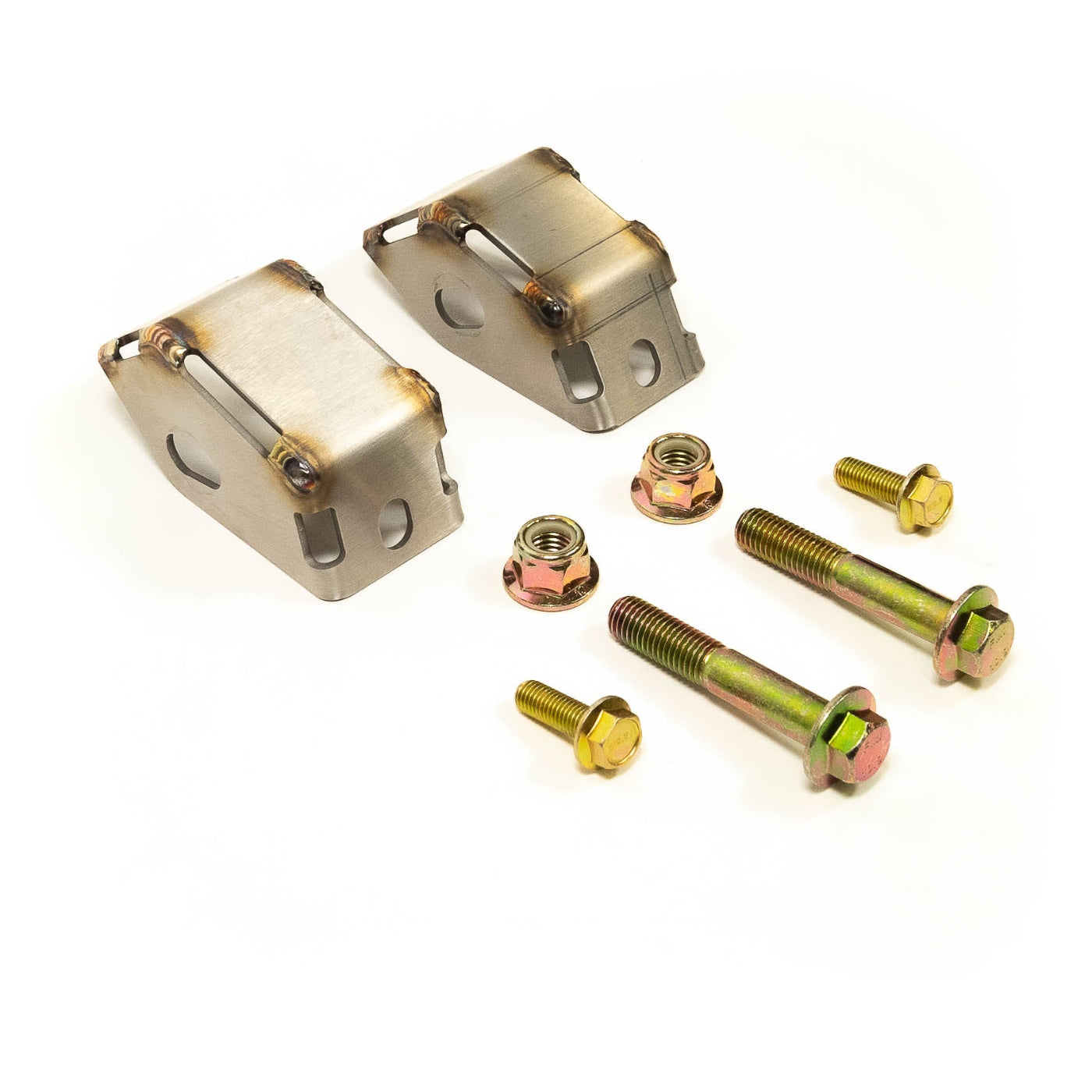 '17-25 Ford Super Duty SDHQ Built Rear Shock Guards display of included parts and hardware 