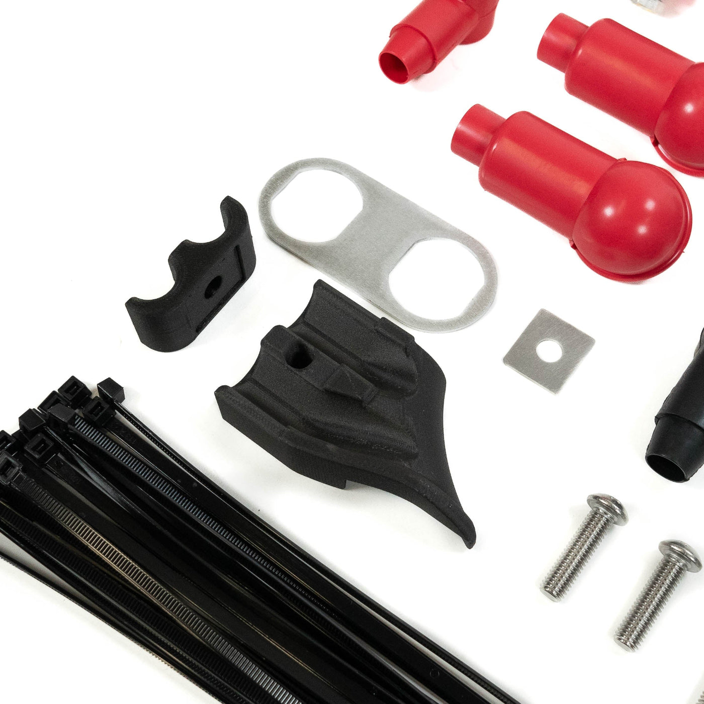 SDHQ Built 2024+ Tacoma Terminal Hardware Kit for Power Solution Kit - close-up display of included parts 