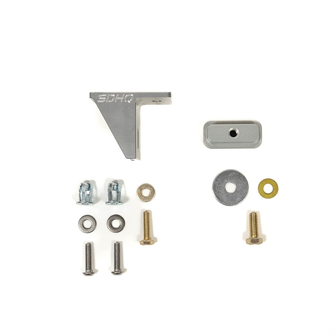 '22-25 Toyota Tundra SDHQ Built Billet Chase Light Mounting Kit display of included parts and hardware 