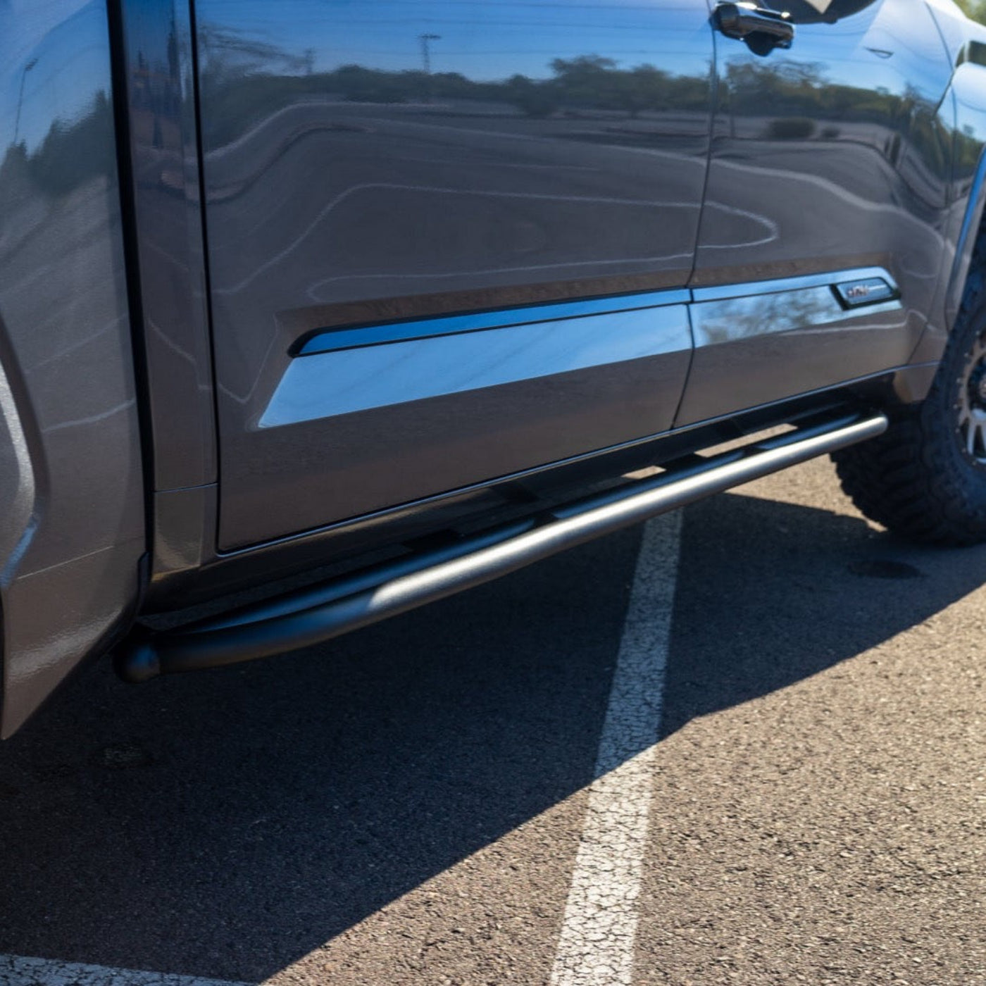'22-25 Toyota Tundra SDHQ Built Rock Sliders installed - close-up