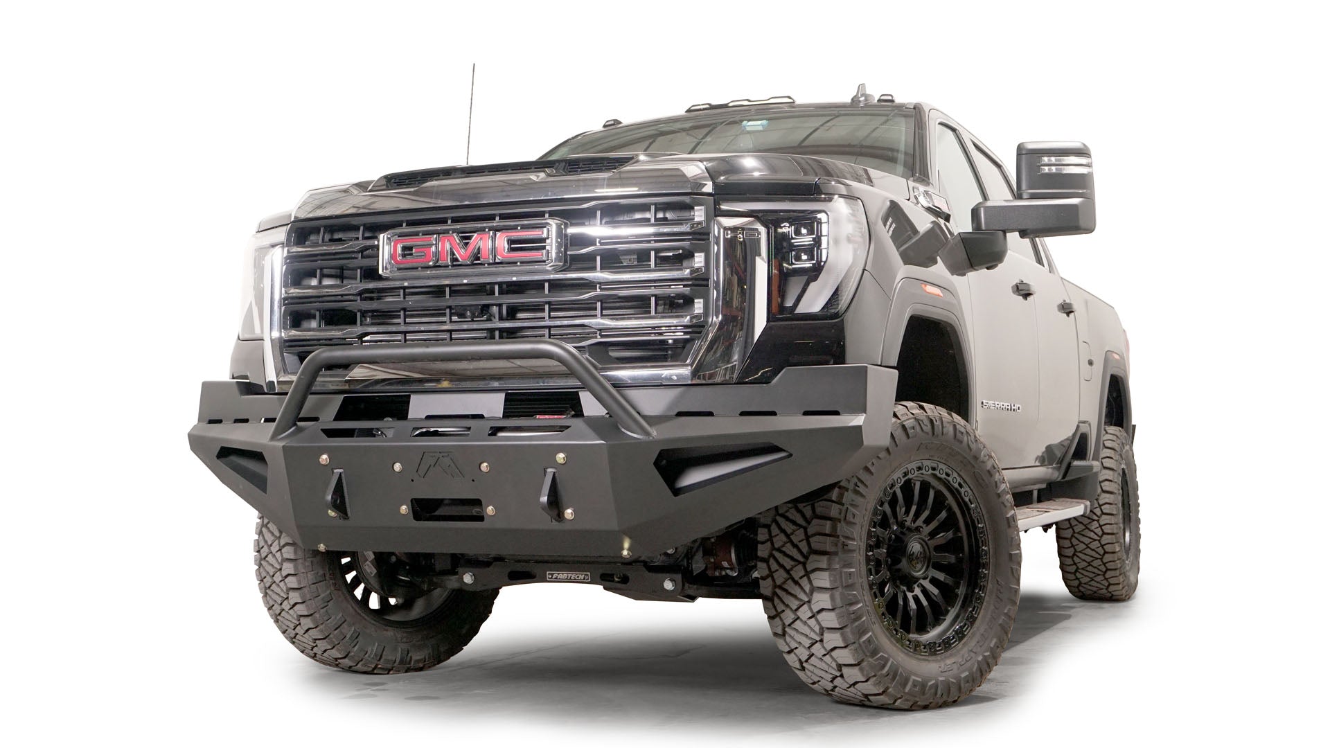 '24+ GMC 2500/3500 Red Steel Front Bumper Display on vehicle 