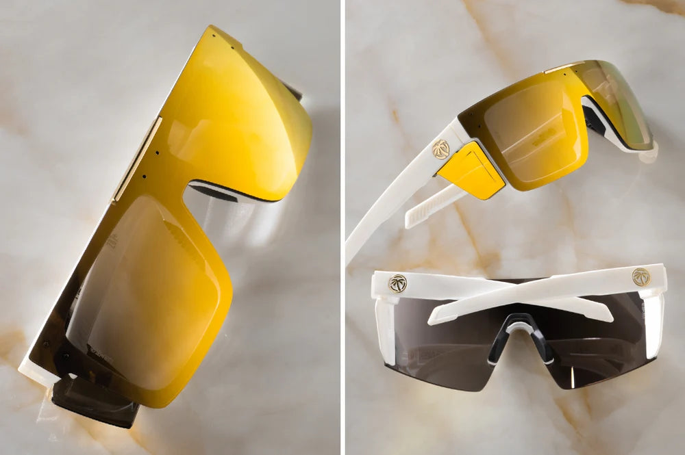 Performance Quatro Sunglasses: GLOSS WHITE Gold Lens Z87+