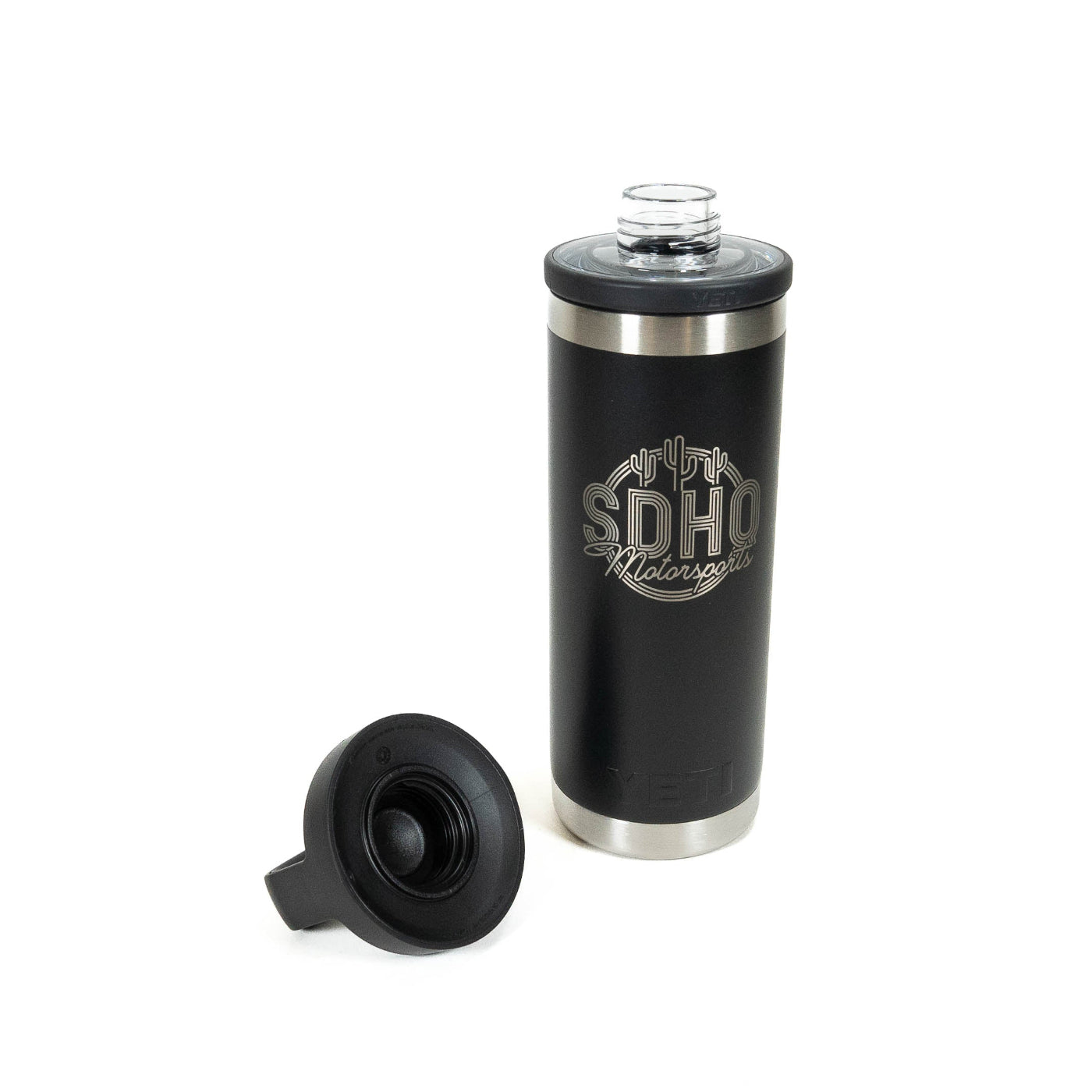SDHQ Neon Sign Logo Yeti Rambler 18oz Water Bottle with Chug Cap | Black