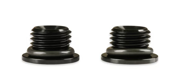 Earl's -3 AN Port Plug w/ O-Ring Seal, Black Anodized Aluminum - 2 pieces Front View Black