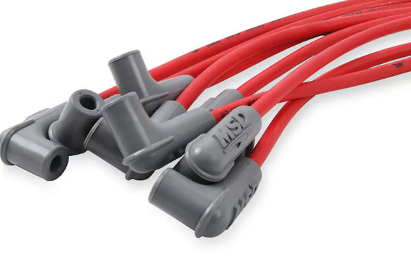 Super Conductor 8.5mm Spark Plug Wire Set, Small Block Chevy with HEI Cap Front View Red