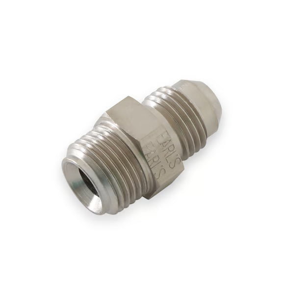 Earl's -6 AN Male to 5/8"-18 Male Front View Silver