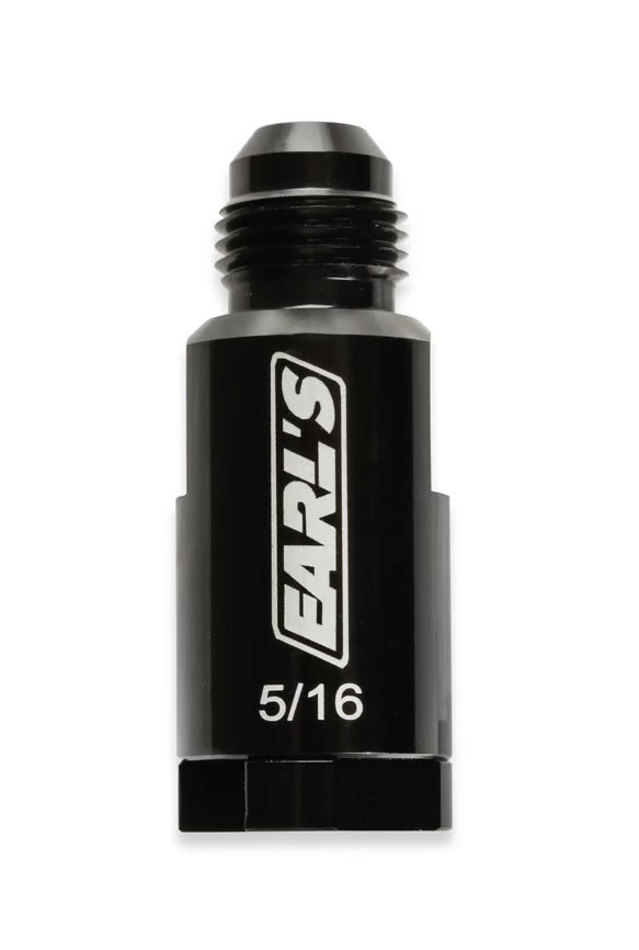 Earl's -6 AN to 5/16" OE (Original Equipment) Fuel Tube Front View Black