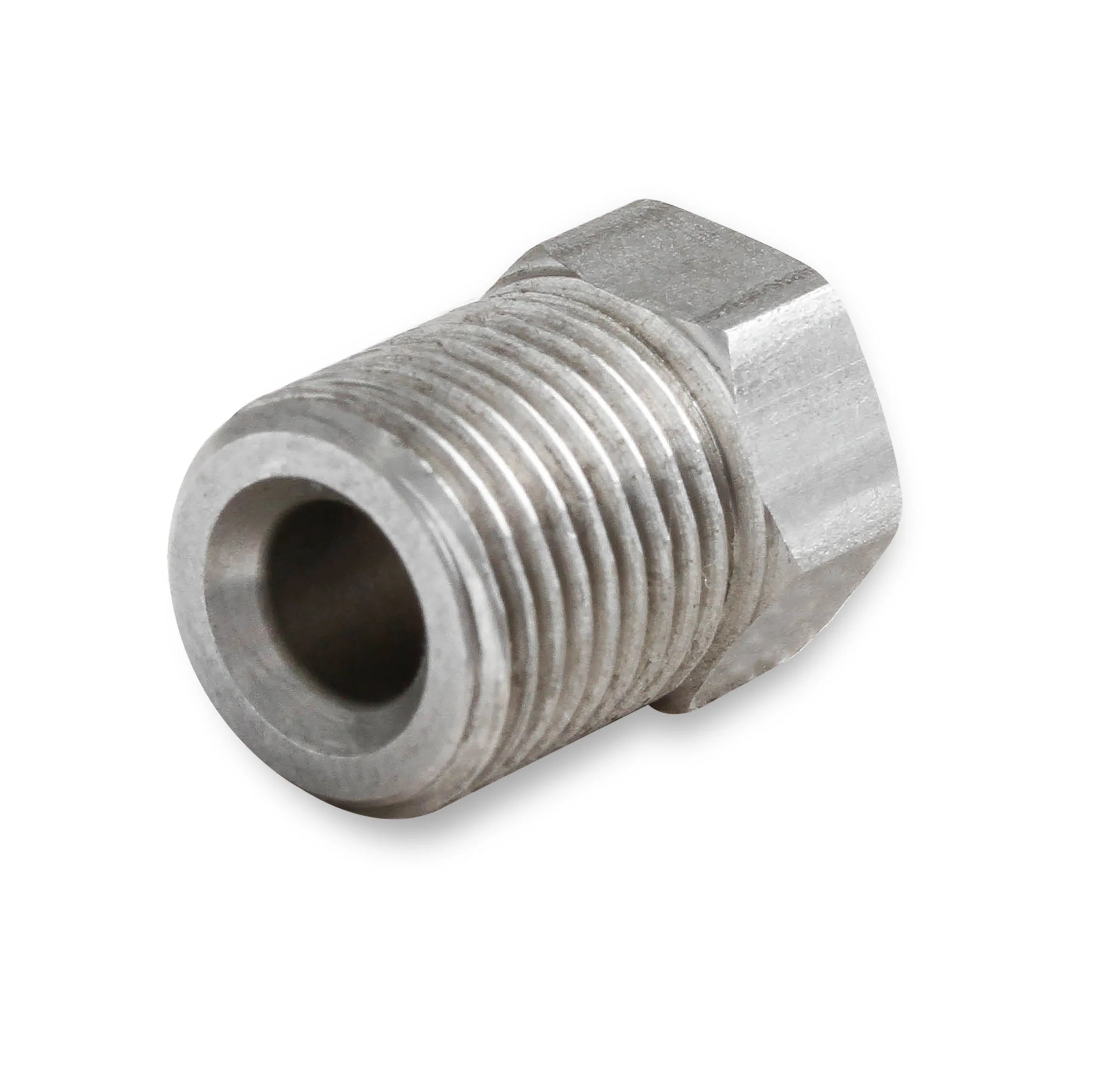Earl's Hardline Tube Nut Stainless Steel - 7/16"-24 Inverted Flare for 3/16" Tubing - Package of 5 pieces Front View Silver