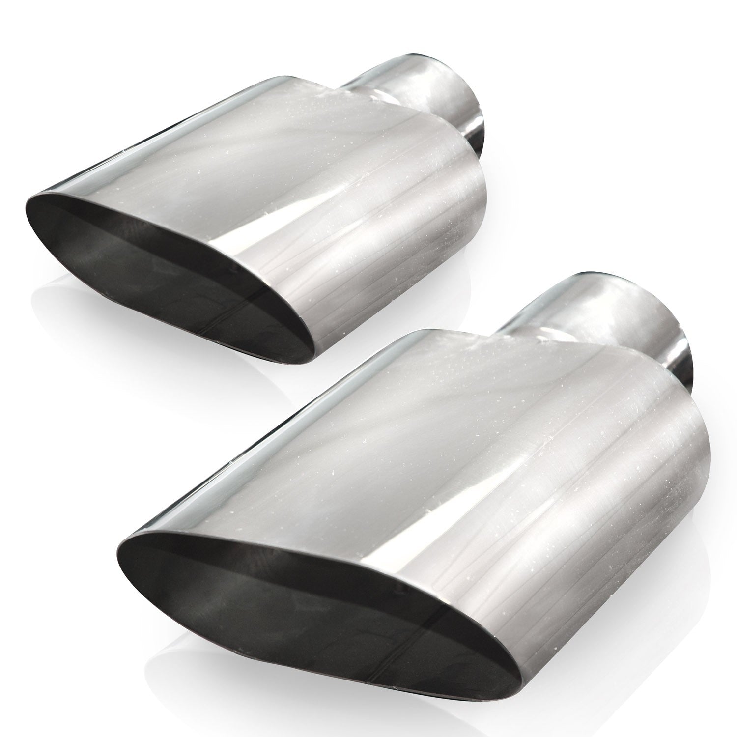 Big Oval Style Polished Exhaust Tip 304 Stainless Steel Front View