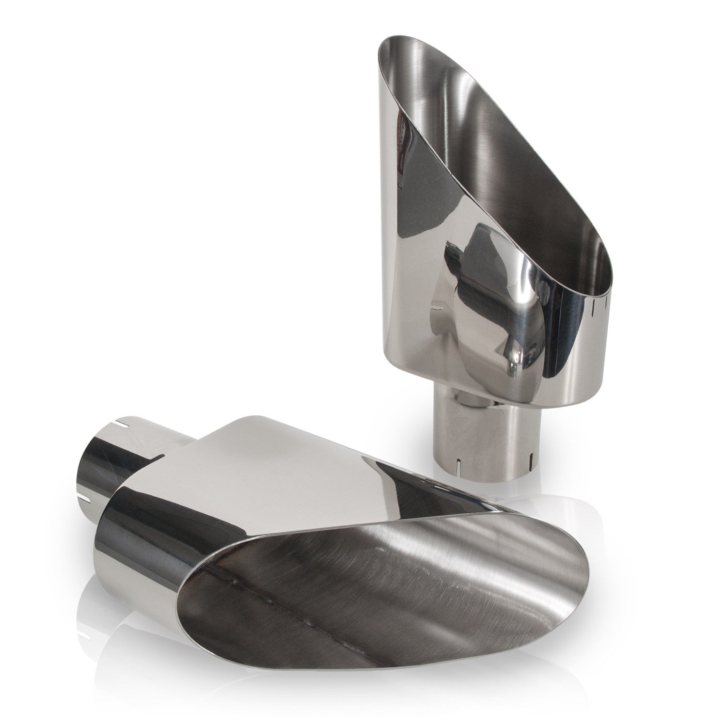 Big Oval Style Polished Exhaust Tip 304 Stainless Steel Front View