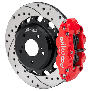 Forged Narrow Superlite 4R Big Brake Rear Brake Kit For OE Parking Brake Drilled/Slotted RED Skyline R33 | 17" Wheel Diameter Minimum
