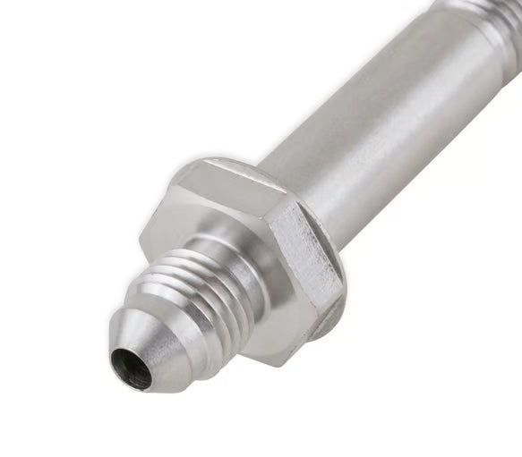 Earl's Straight -3 Bulkhead - Stainless Steel Long - Through Frame Style Fitting - 1.5" to 2.0" Front View Silver