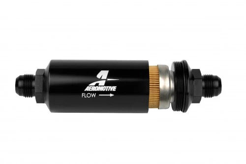 10 Micron Black Fuel Filter with Male AN-10 Ports & Cellulose Element Front View