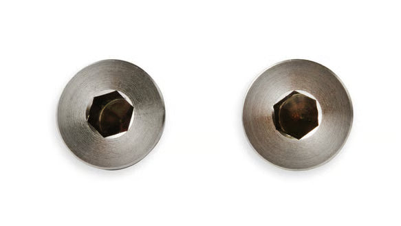 Earl's Fits GM LT Gen-V Engines (2014 & up), M12 x 1.75 w/ Tapered Seat - Set of (2) Plugs - Stainless Steel Front View Silver