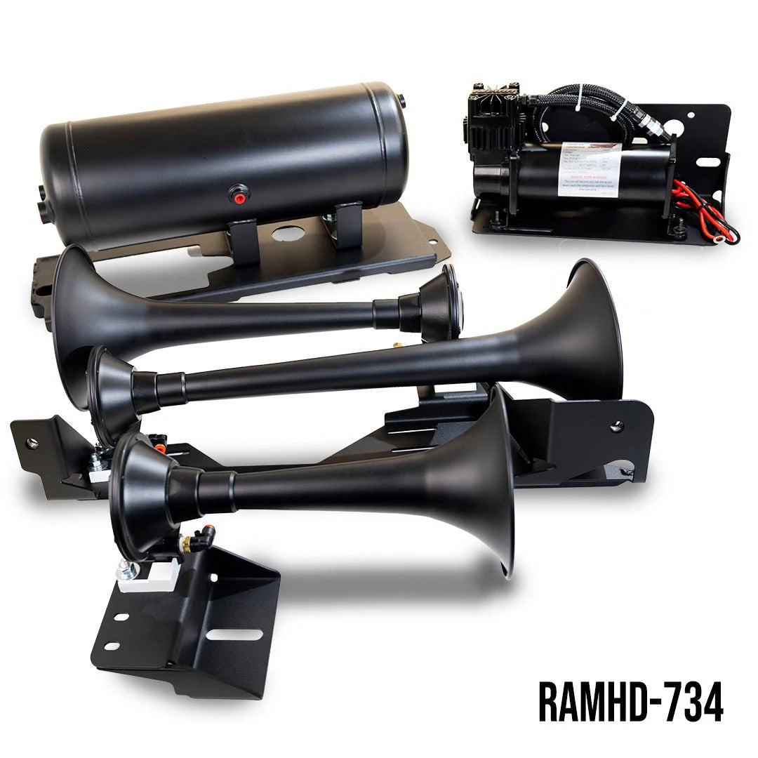 DIRECT FIT TRAIN HORN AND ONBOARD AIR SYSTEMS FOR 2014-2025 RAM HD 2500/3500