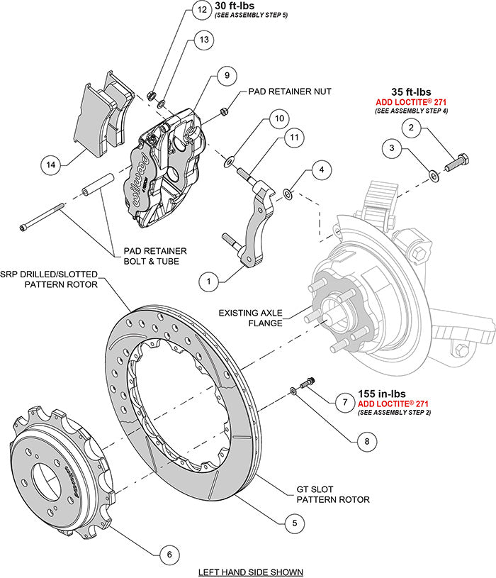 Forged Narrow Superlite 4R Big Brake Rear Brake Kit For OE Parking Brake Drilled/Slotted RED 240SX | 300ZX | Skyline R32 | 17" Wheel Diameter Minimum