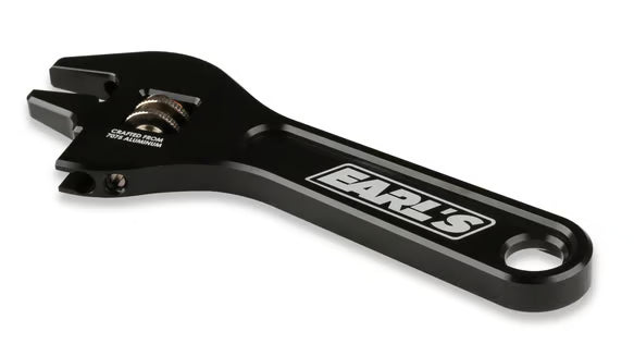 Earl's Aluminum Mini Adjustable AN Wrench - Fits -3 to -8 AN Sizes Front View Black
