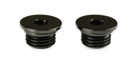 Earl's -3 AN Port Plug w/ O-Ring Seal, Black Anodized Aluminum - 2 pieces Front View Black