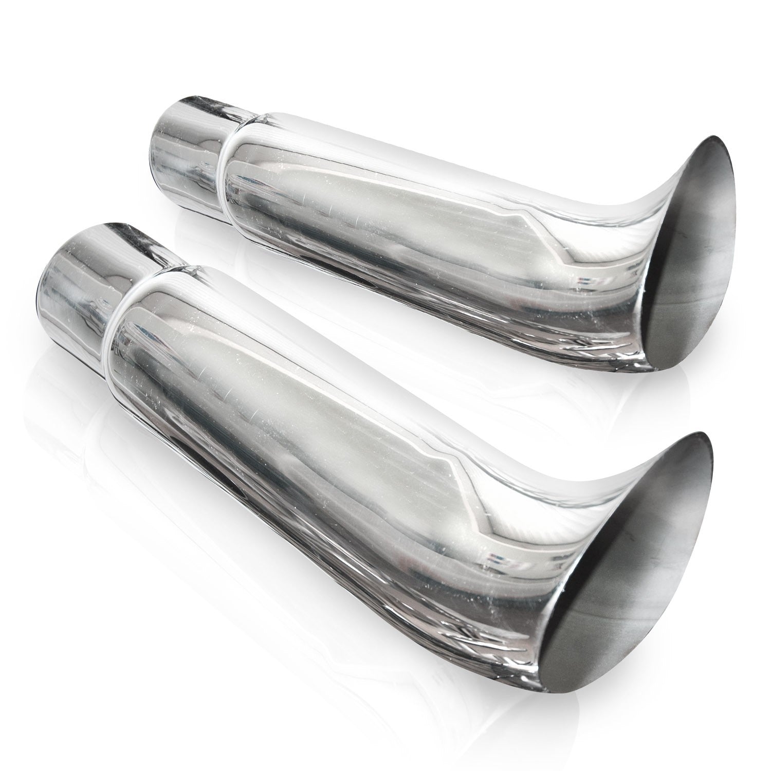 Elf Ear Style Polished Exhaust Tip 304 Stainless Steel Front View