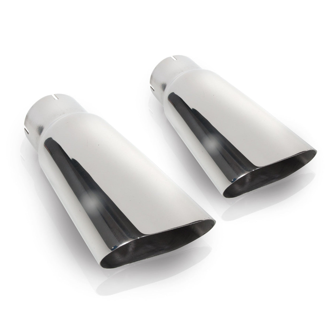 Flat Oval Style Polished Exhaust Tips 304 Stainless Steel Front View