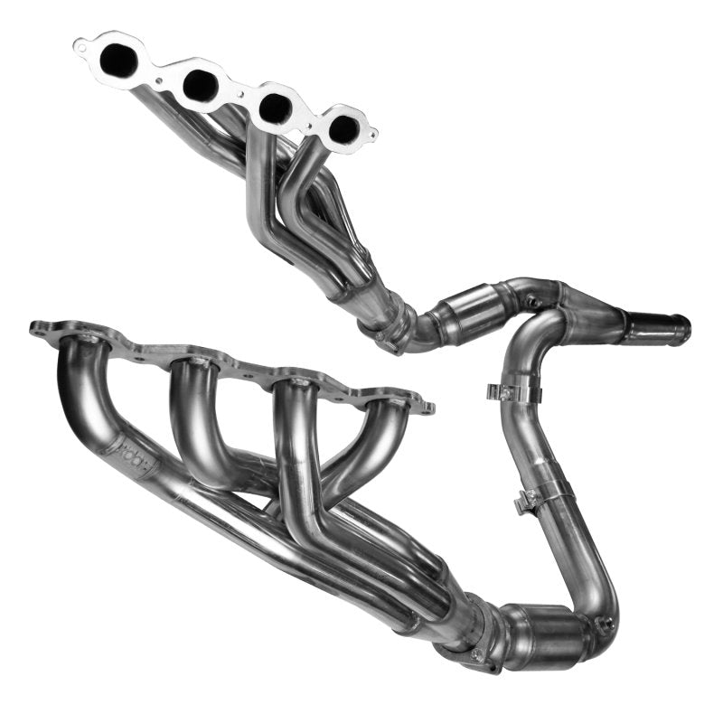 1-3/4" Stainless Headers & Ultra-GREEN Catted Y-Pipe Kit 2019-2023 GM Truck 6.2L Front View