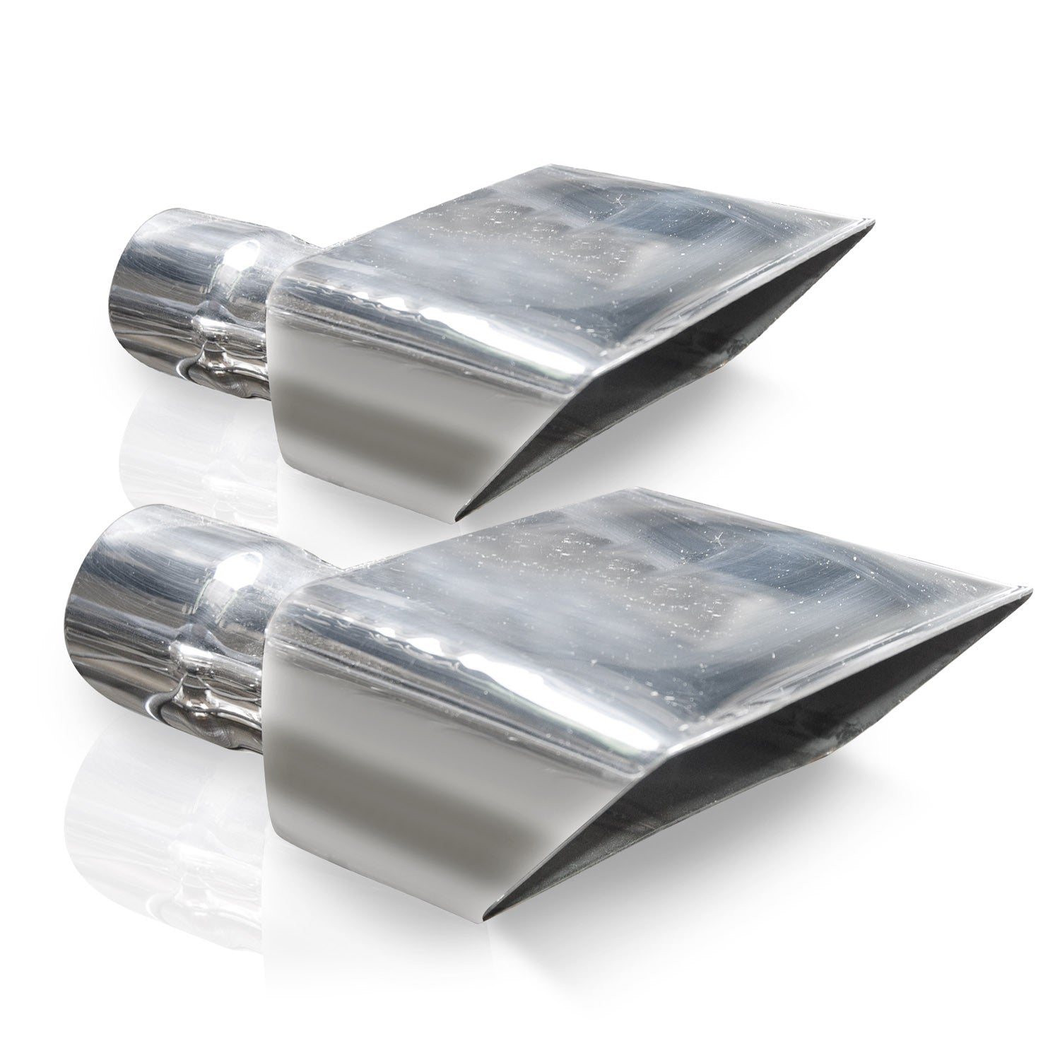 Hot Rod Style Polished Exhaust Tips 304 Stainless Steel Front View