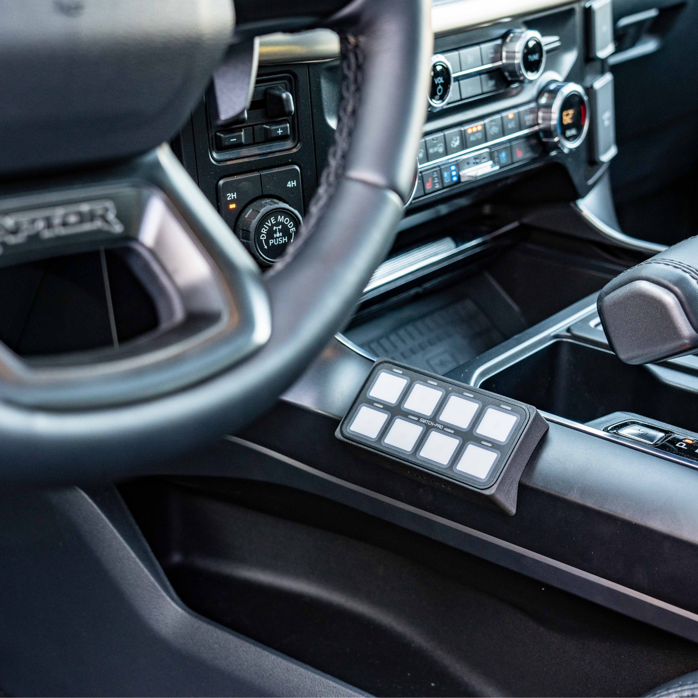 '21-24 Ford F-150 SDHQ Built Switch-Pros SP-9100 Flow Through Center Console Keypad Mount installed 