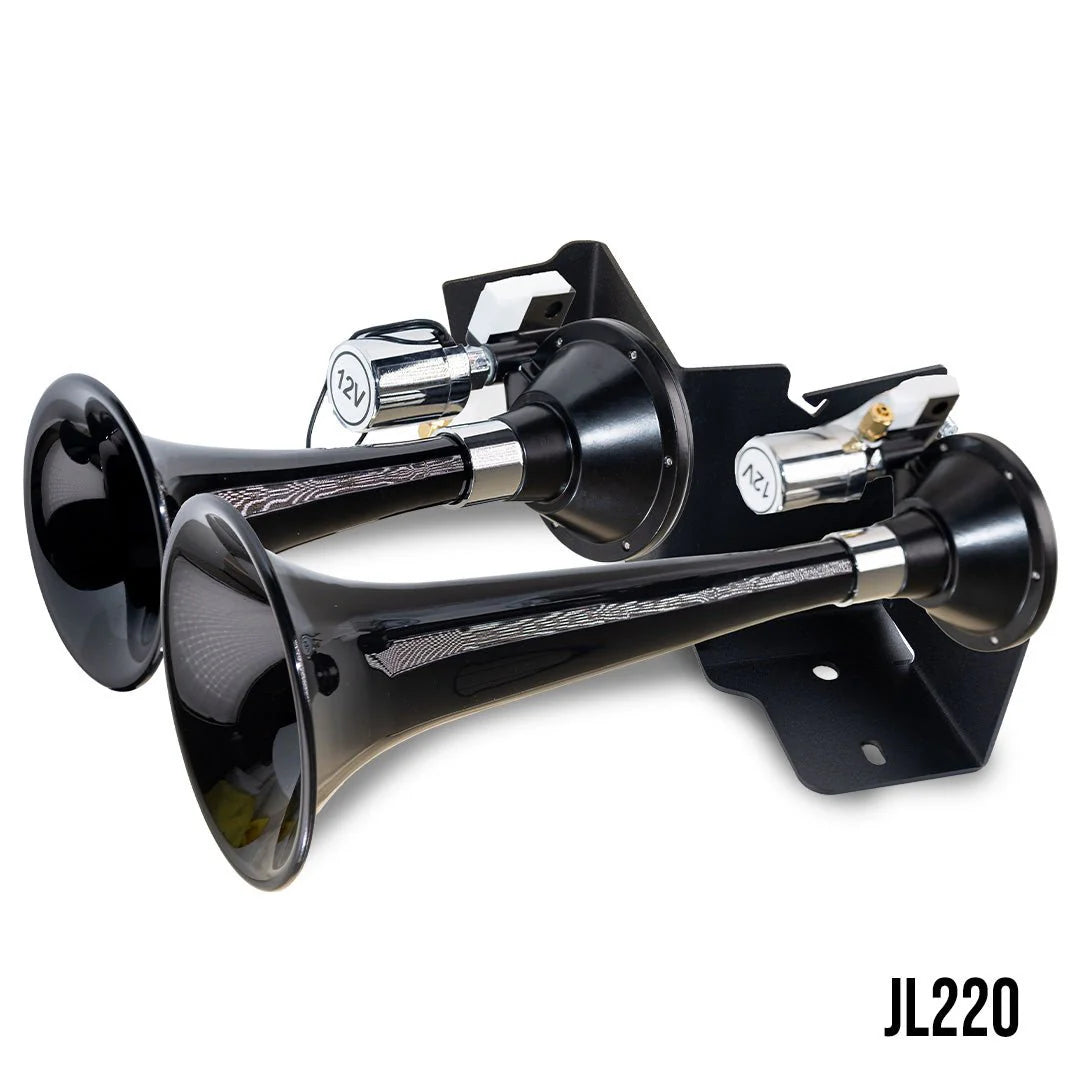 2018-2025 JEEP JLU WRANGLER BLACK DUAL AIR HORN ADD-ON KIT