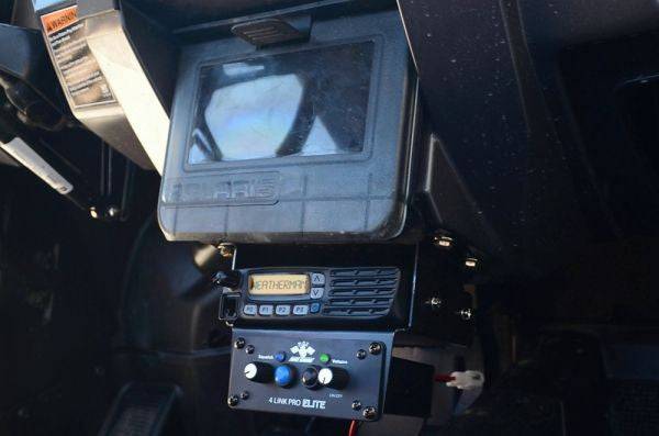 RZR Under Pull Open Box Icom Radio and Intercom Bracket Front View