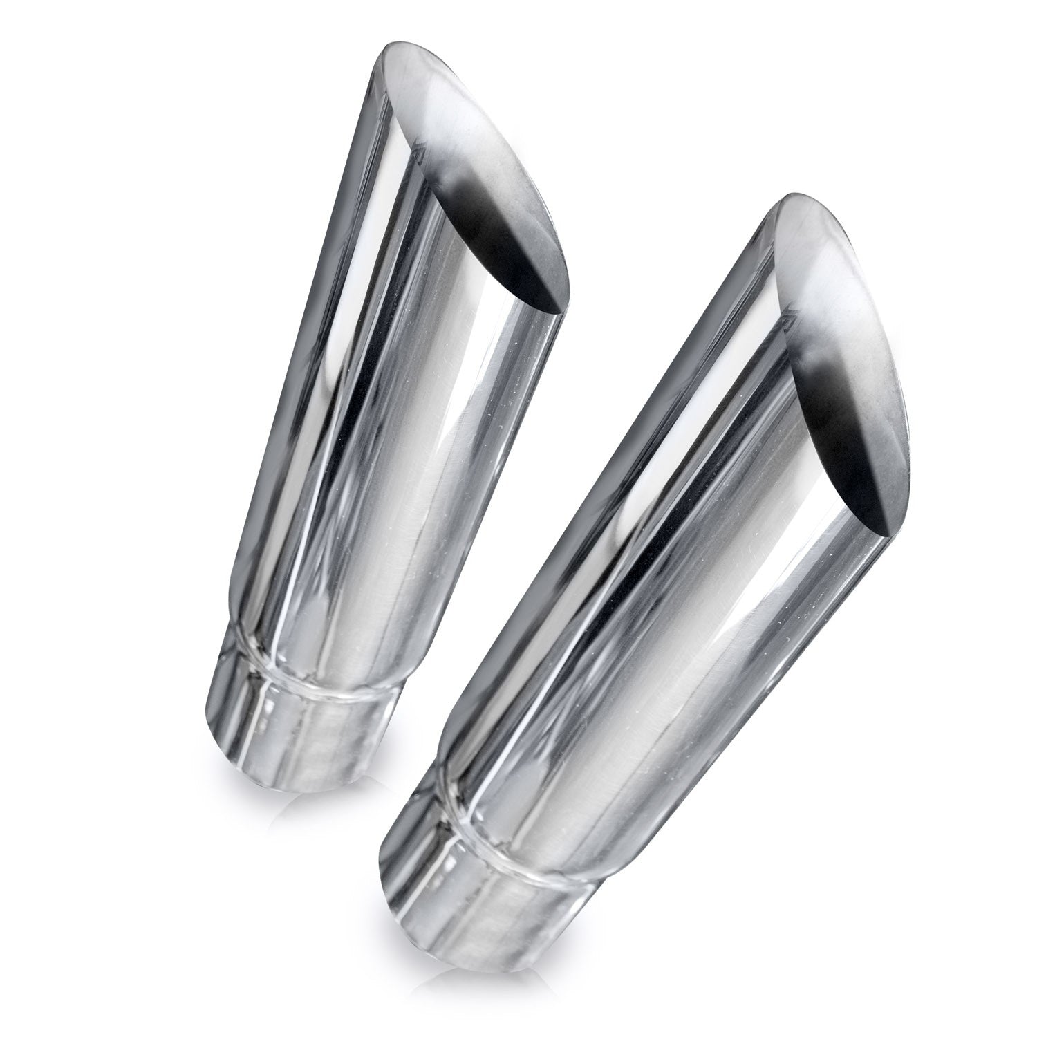 Resonator Style Polished Exhaust Tip 304 Stainless Steel Front View